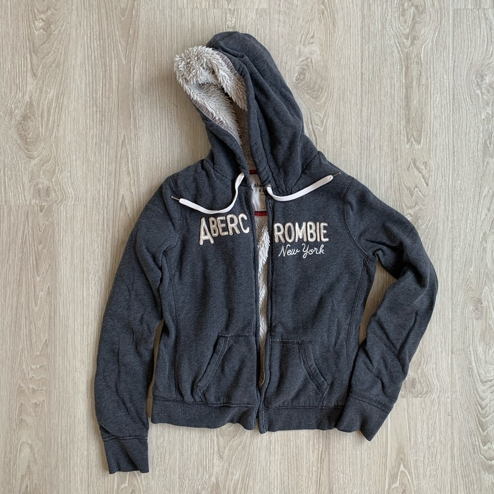 Abercrombie and Fitch Navy Grey Zip-up Jacket